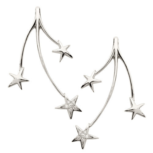 Shooting Stars Earrings with Diamond Pave